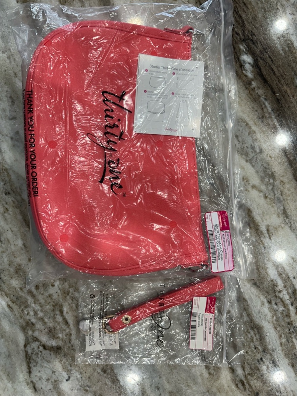 thirty-one Coral Pink Wristlet Pouch with Strap